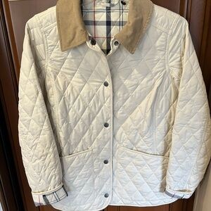 Barbour Summer tartan jacket. Cream. Size small.
